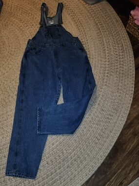 Vintage London Jean‎ Victorias Secret Dark Denim Overalls Sz L Made In USA Moda